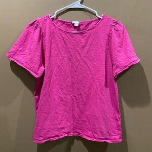 J. Crew Re-Imagined Pink Frilly Sleeve Shirt Women’s Medium —E
